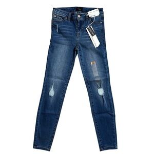 NWT Celebrity Pink Dark Blue Distressed Mid-Rise Ankle Skinny Jeans Size 7/28